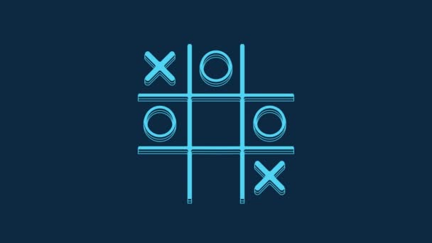 Blue Tic Tac Toe Game Icon Isolated Blue Background Video — Vídeos de Stock