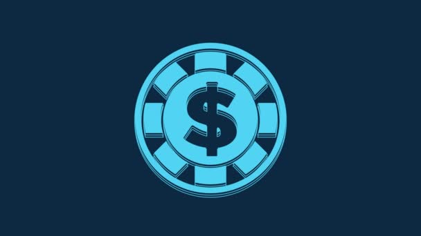 Blue Casino Chip Dollar Symbol Icon Isolated Blue Background Casino — Video