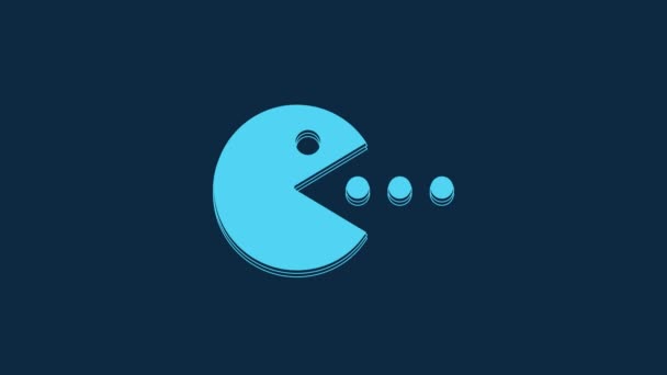 Azul Pacman Com Comer Ícone Isolado Fundo Azul Ícone Jogo — Vídeo de Stock