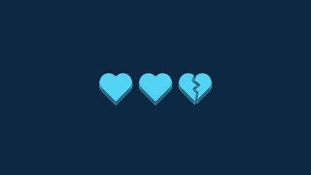 Blue Hearts Dla Ikony Gry Izolowane Niebieskim Tle Animacja Graficzna — Wideo stockowe