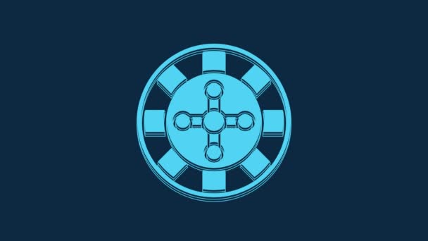 Blue Casino Roulette Wheel Icon Isolated Blue Background Video Motion — Vídeos de Stock