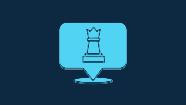 Блакитна Шахова Ікона Ізольована Синьому Фоні Стратегія Бізнесу Гра Менеджмент — стокове відео