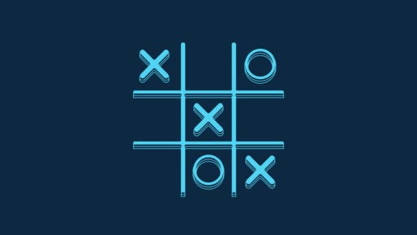 Blue Tic Tac Toe Game Icon Isolated Blue Background Video — Αρχείο Βίντεο