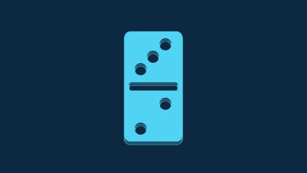 Icono Domino Azul Aislado Sobre Fondo Azul Animación Gráfica Vídeo — Vídeos de Stock