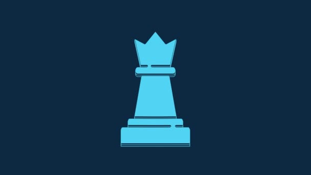 Голубая Шахматная Иконка Синем Фоне Бизнес Стратегия Игра Управление Финансы — стоковое видео