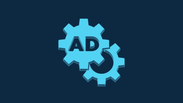 青の背景に隔離された青の広告アイコン マーケティングとプロモーションプロセスの概念 反応の良い広告 ソーシャルメディア広告 4Kビデオモーショングラフィックアニメーション — ストック動画