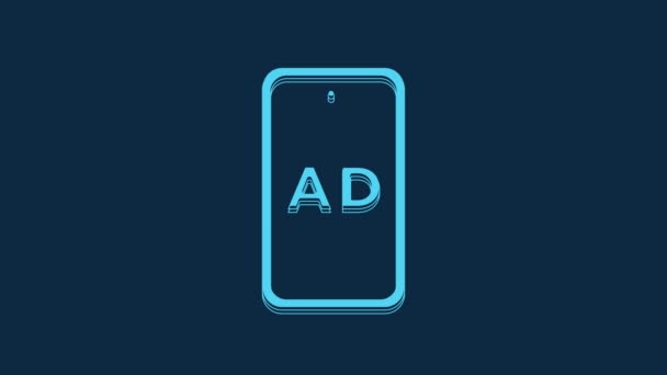 Blue Advertising Icon Isolated Blue Background Concept Marketing Promotion Process — Vídeo de Stock