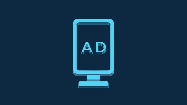Blue Advertising Icon Isolated Blue Background Concept Marketing Promotion Process — Wideo stockowe