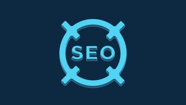Blue Seo Optimization Icon Isolated Blue Background Video Motion Graphic — Vídeo de Stock
