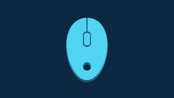 Blue Computer Mouse Icon Isolated Blue Background Optical Wheel Symbol — Αρχείο Βίντεο