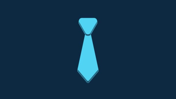 Blue Tie Icon Isolated Blue Background Necktie Neckcloth Symbol Video — 비디오