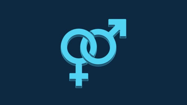 Blue Gender Icon Isolated Blue Background Symbols Men Women Sex — Video Stock