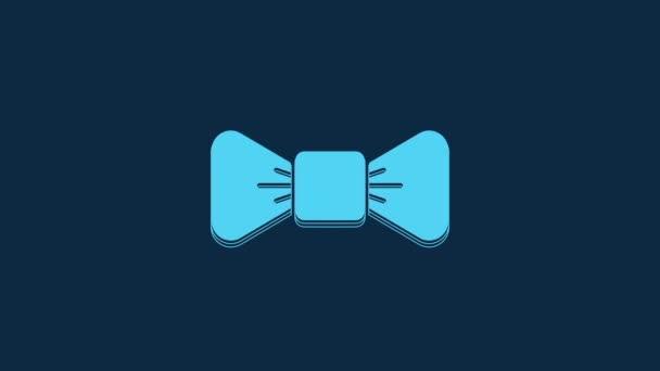 Blue Bow Tie Icon Isolated Blue Background Video Motion Graphic — Αρχείο Βίντεο