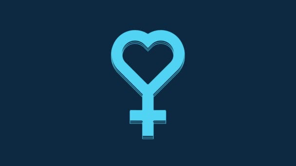 Blue Female Gender Symbol Icon Isolated Blue Background Venus Symbol — Stok video