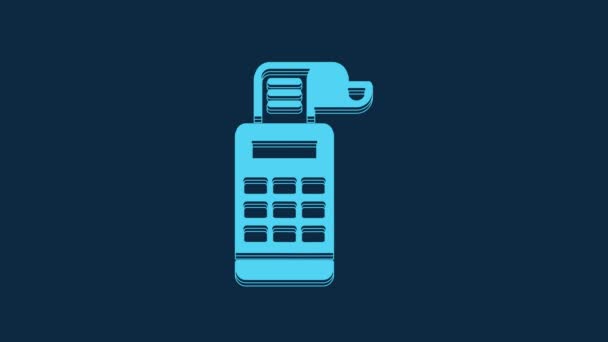 Blue Cash Register Machine Check Icon Isolated Blue Background Cashier — Stock videók