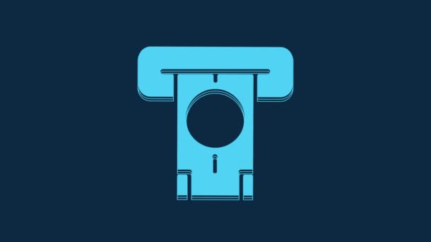 Blue Atm Automated Teller Machine Money Icon Isolated Blue Background — Video Stock