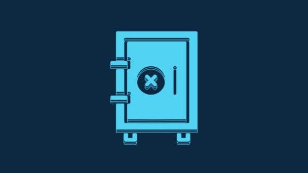 Blue Safe Icon Isolated Blue Background Door Safe Bank Vault — Stockvideo