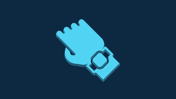 Niebieski Zegarek Smart Dłoni Ikona Izolowana Niebieskim Tle Koncepcja Aplikacji — Wideo stockowe
