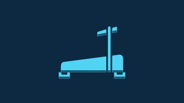 Blue Treadmill Machine Icon Isolated Blue Background Video Motion Graphic — Video