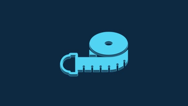 Blue Tape Measure Icon Isolated Blue Background Measuring Tape Video — Αρχείο Βίντεο