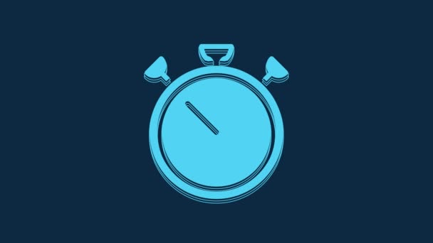 Blue Stopwatch Icon Isolated Blue Background Time Timer Sign Chronometer — Stock video