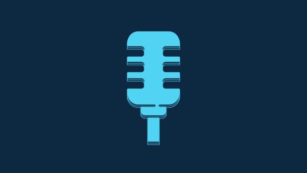Blue Microphone Icon Isolated Blue Background Air Radio Mic Microphone — Vídeo de Stock