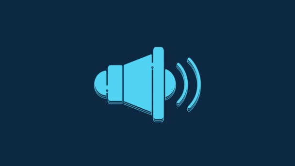 Blue Speaker Volume Audio Voice Sound Symbol Media Music Icon — стоковое видео
