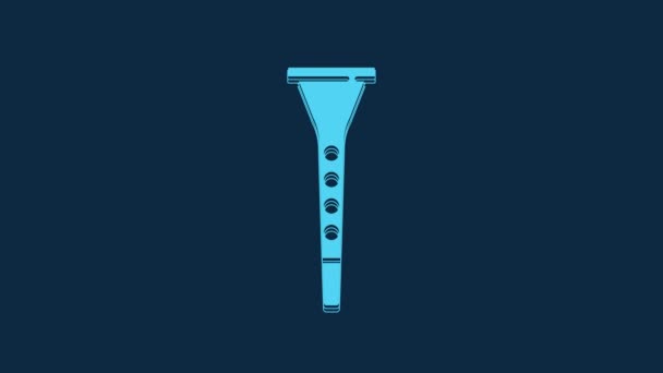 Blue Clarinet Icon Isolated Blue Background Musical Instrument Video Motion — Video