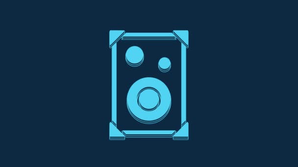 Blue Stereo Speaker Icon Isolated Blue Background Sound System Speakers — Stockvideo