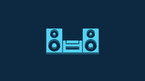 Blue Home Stereo Two Speaker Icon Isolated Blue Background Music — 图库视频影像
