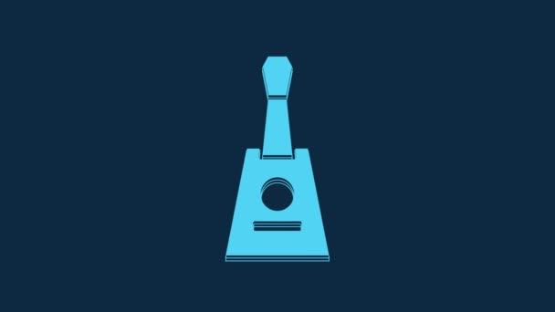Blue Musical Instrument Balalaika Icon Isolated Blue Background Video Motion — Stockvideo