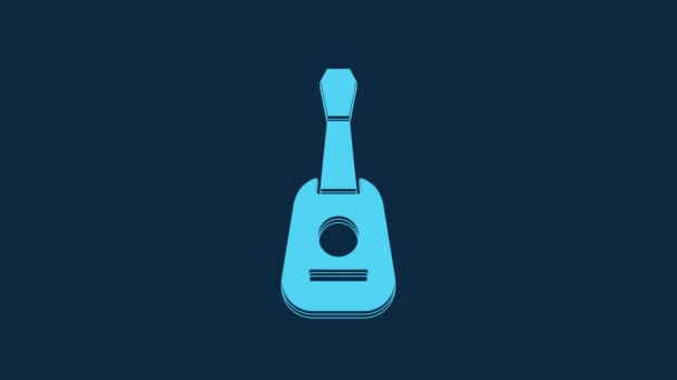 Blue Guitar Icon Isolated Blue Background Acoustic Guitar String Musical — Stockvideo