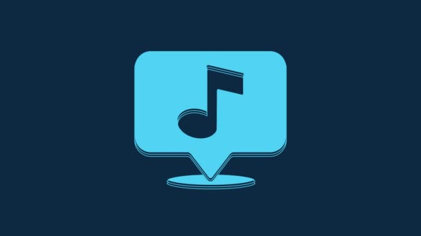 Blue Musical Note Speech Bubble Icon Isolated Blue Background Music — Stockvideo