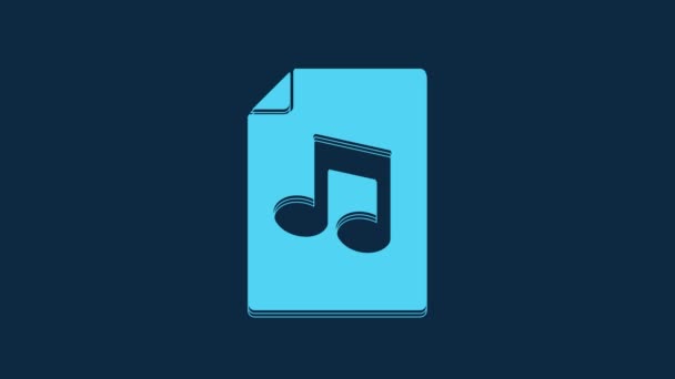 Blue Music Βιβλίο Εικονίδιο Σημείωμα Απομονώνονται Μπλε Φόντο Μουσικό Φύλλο — Αρχείο Βίντεο