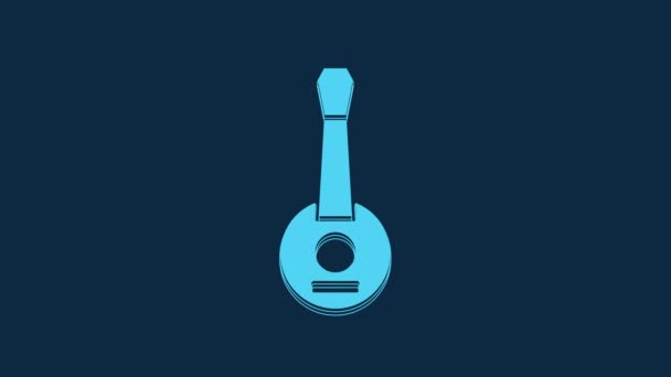 Blue Banjo Icon Isolated Blue Background Musical Instrument Video Motion — 图库视频影像