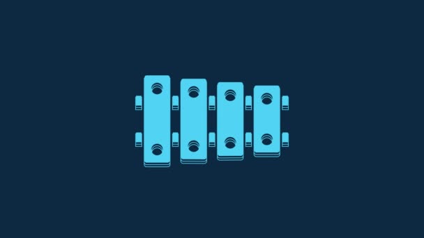Modrý Xylofon Hudební Nástroj Třinácti Dřevěnými Tyčemi Dvěma Perkusními Palicemi — Stock video