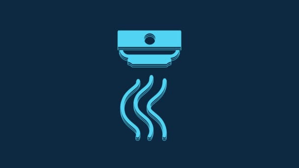 蓝色烟雾报警系统图标隔离在蓝色背景 烟雾探测器 4K视频运动图形动画 — 图库视频影像