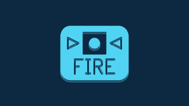 Синий Значок Пожарной Сигнализации Синем Фоне Вытащите Аварийный Сейф Видеографическая — стоковое видео