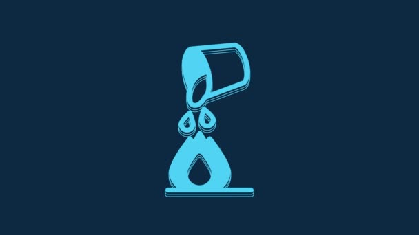 Cubo Agua Azul Extinguiendo Icono Fuego Aislado Sobre Fondo Azul — Vídeos de Stock