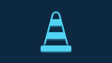 Blue Traffic cone icon isolated on blue background. 4K Video motion graphic animation.