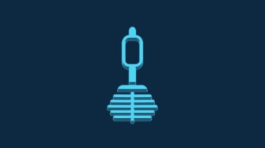 Blue Toilet brush icon isolated on blue background. 4K Video motion graphic animation.