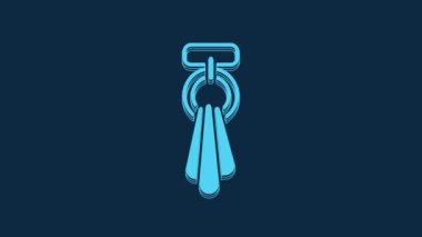 Blue Towel on a hanger icon isolated on blue background. Bathroom towel icon. 4K Video motion graphic animation.