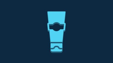 Blue Tube of toothpaste icon isolated on blue background. 4K Video motion graphic animation.