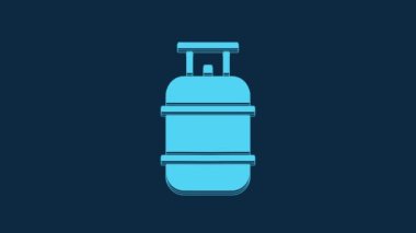 Blue Propane gas tank icon isolated on blue background. Flammable gas tank icon. 4K Video motion graphic animation.