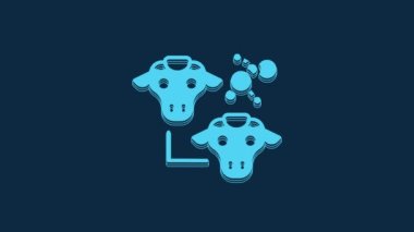 Mavi Klonlama simgesi mavi arkaplanda izole edildi. Genetik mühendisliği konsepti. 4K Video hareketli grafik canlandırması.