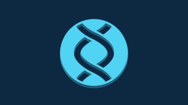 Mavi arkaplanda mavi DNA sembolü izole edildi. Genetik mühendisliği, genetik testler, klonlama, babalık testleri. 4K Video hareketli grafik canlandırması.