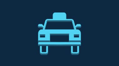 Blue Taxi car icon isolated on blue background. 4K Video motion graphic animation.
