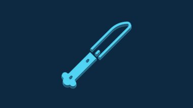 Blue Knife icon isolated on blue background. Cutlery symbol. 4K Video motion graphic animation.