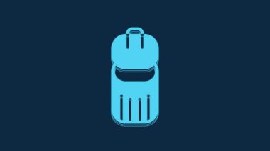 Blue Trash can icon isolated on blue background. Garbage bin sign. Recycle basket icon. Office trash icon. 4K Video motion graphic animation.