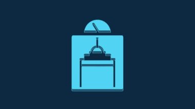 Mavi Asansör simgesi mavi arkaplanda izole edildi. Asansör sembolü. 4K Video hareketli grafik canlandırması.